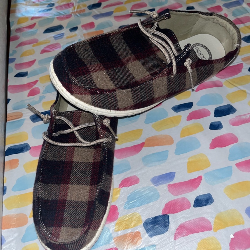 The Wendy Fleece Plaid Dude Shoes